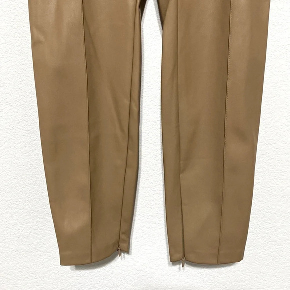 Zara Tan Faux Leather Ankle Length Leggings - Picture 4 of 7